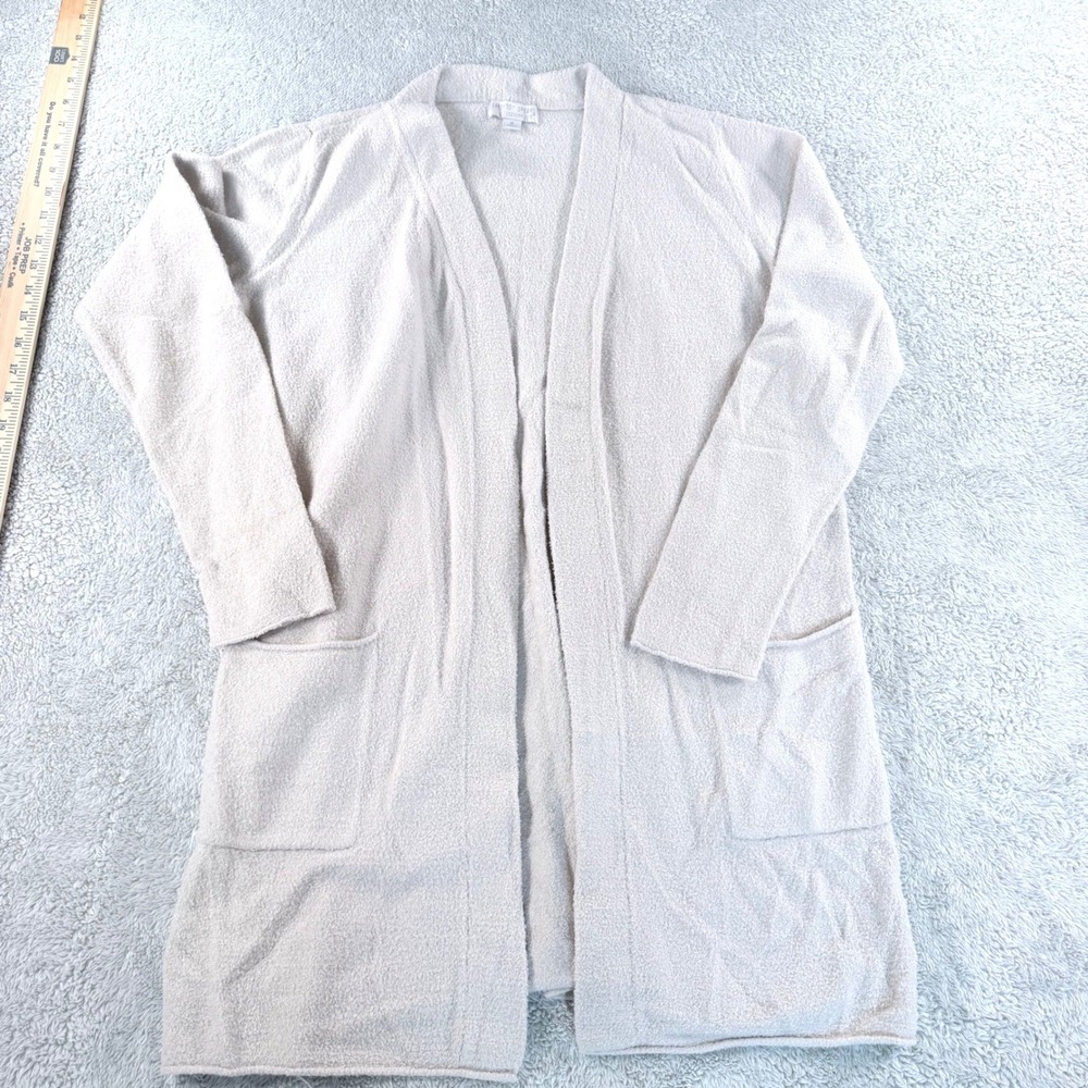 Barefoot Dreams Cardigan Womens Medium Cream CozyChic Lite Open Front Pockets